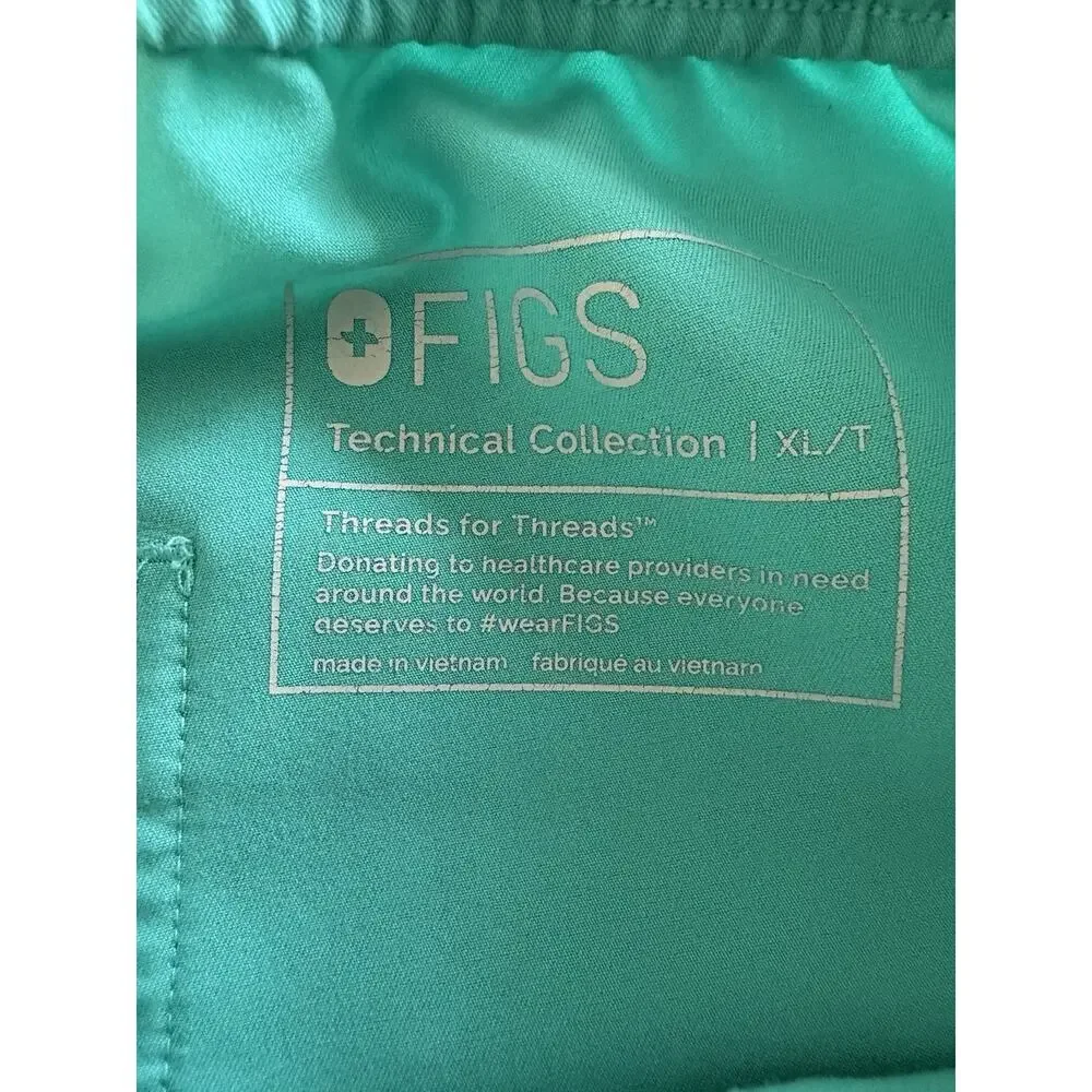 FIGS Cairo Scrub Pants XL Tall Technical Collection Teal Cargo Stretch Medical